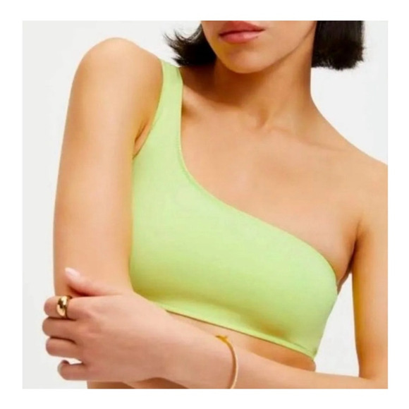 Good American Size 1 Scuba Hot Shoulder Top Key Lime Bikini Top Size Small - Picture 2 of 6